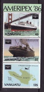 Vanuatu-Sc#421a- id9-unused NH stamps from the sheet-Ships-1986-