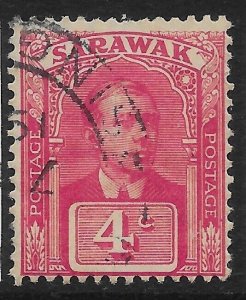 SARAWAK SG53 1918 4c ROSE-CARMINE USED