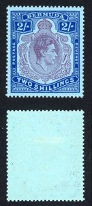 Bermuda SG116d 2/- Perf 14 Purple and Deep Blue/Pale Blue (Ord) M/M Cat 15