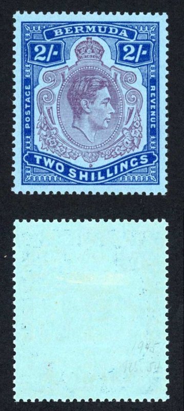 Bermuda SG116d 2/- Perf 14 Purple and Deep Blue/Pale Blue (Ord) M/M Cat 15