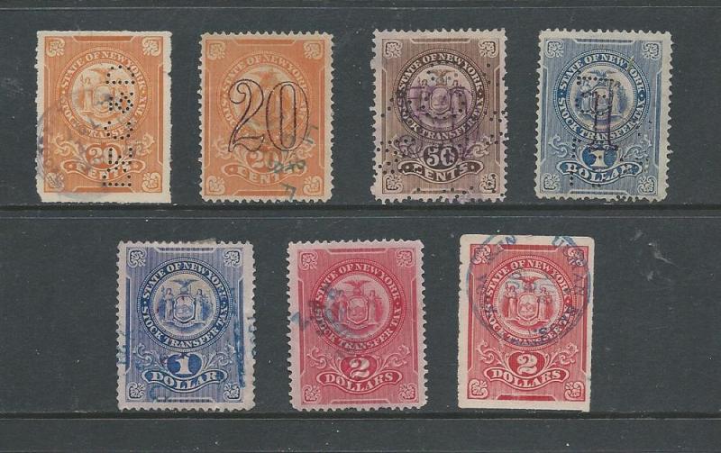 7  different New York  State Stock Transfer Tax stamps