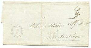 ?STAR SUSSEX VALE, N. B. handstamp stampless cover to Fredericton 1836 Canada