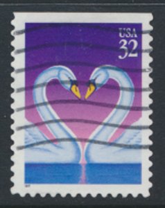 USA   SC# 3123  Love Swans   Used Top  Imperf 1997  as per scan         