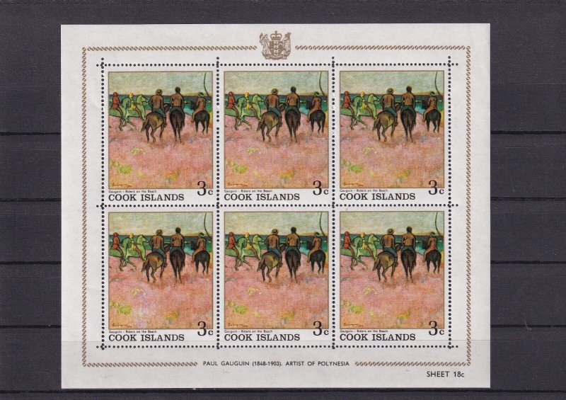 SA24a Cook Islands 1967 Gauguin's Polynesian Painting, Riders mint sheet.