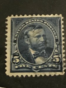 SCOTT# 281 USED 5 CENT GRANT, 1898, LIGHT CANCEL, EXTRA FINE GEM NO GUM