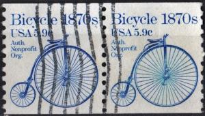 SC#1901 5.9¢ Bicycle Coil Pair (1982) Used