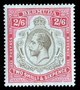 Bermuda #50 Cat$37.50, 1910 2sh6p red and black, lightly hinged
