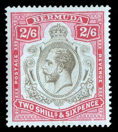 Bermuda #50 Cat$37.50, 1910 2sh6p red and black, lightly hinged