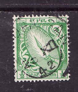 Ireland-Sc#106-used 1/2p emerald-Sword of Light-1941-dated 23 XII 1942-