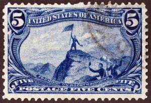 US Sc 288 Dull Blue 5¢ 1898 Black Oval Parcel Cancel