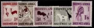 SOUTH WEST AFRICA QEII SG166-170, 1960 complete set, LH MINT. Cat £40.