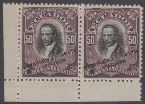 ECUADOR 1907 ESPINOZA Sc 172 CORNER MARGINAL PAIR PERF PROOF + SPECIMEN VF 