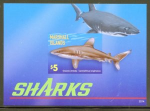 MARSHALL ISLANDS 2022 SHARKS IMPERF SOUVENIR SHEET MINT NH