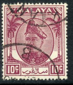 MALAYA SELANGOR 1949 10c Sultan Hisam-ud Din Alam Shah Issue Scott No. 86 VFU