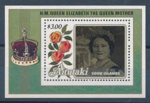 [116571] Aitutaki 1985 Royalty 85th Birthday Queen Mother Souvenir Sheet MNH