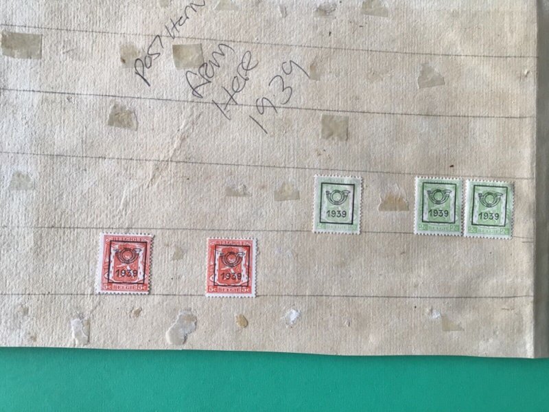 Belgium pre cancel stamps on 2 old album part pages Ref A8456