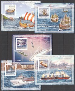 B0236 Imperf 2009 Mozambique Ships History Sailing Military Submarines 5Bl Mnh