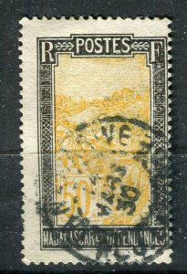 FRENCH COLONIES; MADAGASCAR 1920s early pictorial issue used 50c. + Postmark