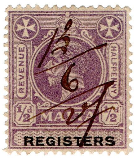 (I.B) Malta Revenue : Registers ½d