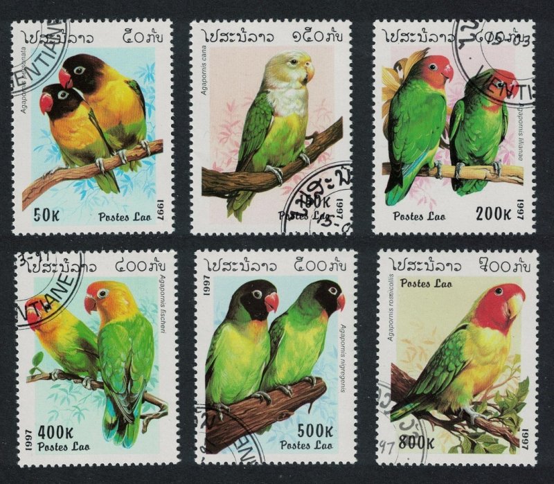 Laos Lovebirds Parrots Birds 6v 1997 CTO SG#1550-1555