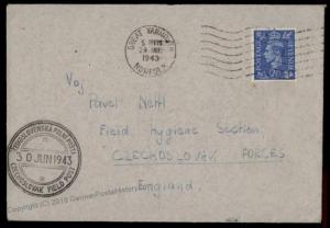 Great Britain Czech Legion in England Cover Polni Posta Feldpost 72208