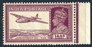 India 160, hinged. Michel . King George VI, 1940. Mail plane