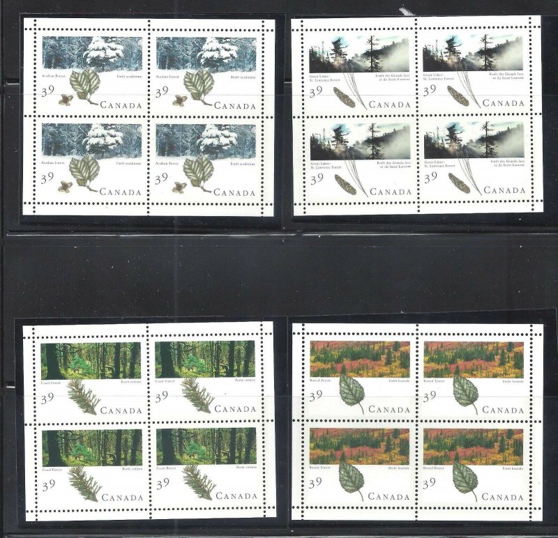 CANADA MAJESTIC FORESTS 4 x MINI-PANES SCOTT 1283a-1286b VF MINT NH (BS15218)