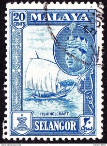 MALAYA SELANGOR 1962 20c Blue SG135 Fine Used