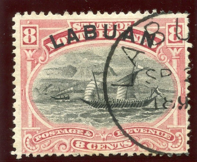 Labuan 1896 QV 8c pink (p13½-14) very fine used. SG 69a.