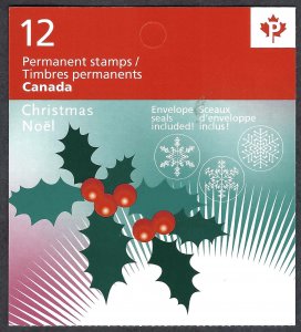 Canada #2491a P Christmas - Holly (2011). Booklet of 12. MNH