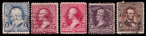 United States Scott 219, 219D, 220-222 (1890) Used G-F, CV $20.95 W