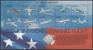 Samoa #591 MNH Sheet of 10 Aircraft