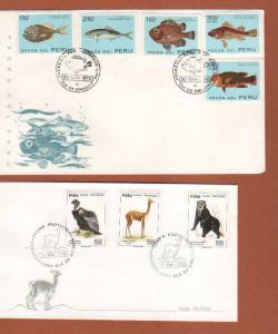 Peru, Fish & Animals FDCs
