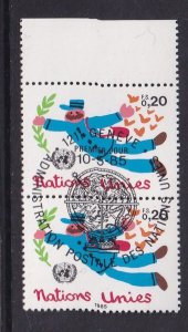 United Nations Geneva  #133 cancelled  1985 postman 20c pair