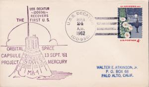 U.S 1962. USS Decatur Recovers First Orbital Space Capsule PROJECT MERCURY.