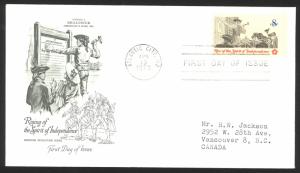 USA Sc# 1477 (Artmaster) FDC single (a) (Atlantic City, NJ) 1973 4.13 Broadside