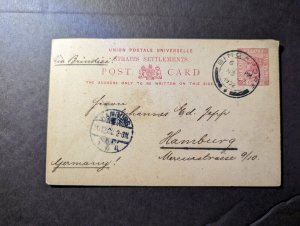 1902 Straits Settlements Postcard Cover Singapore to Hamburg Germany