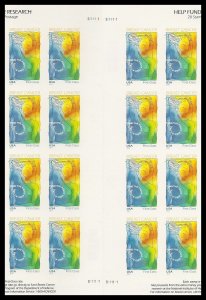 US B5a Breast Cancer imperf NDC vert gutter block 16 MNH 2014