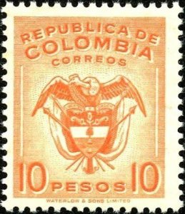 Colombia 1950 SC #593 Coat of arms of Colombia, 10c Mint.