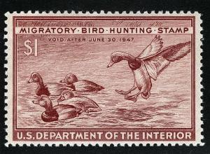 US Sc RW13 $1.00 1946 MNH OG VF Federal Duck Hunting Permit Stamp