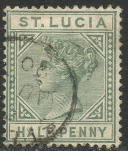 ST. LUCIA Sc#27a 1883 ½p Green Die A Used with Thin at Bottom (ab)