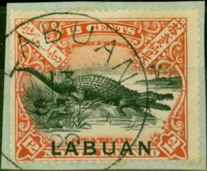 Labuan 1897 12c Vermilion SG95a V.F.U on Small Piece