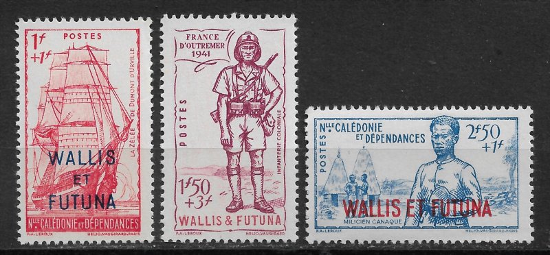 Wallis & Futuna 1941 Vichy, Defense of the Empire, Sc # B6-B8, VF MNH** (DLC)