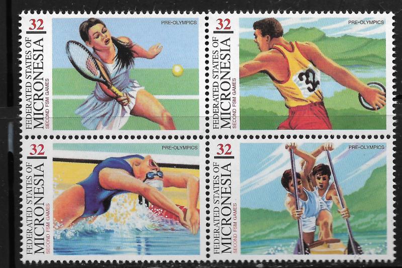 MICRONESIA, 267A-D, MNH, BLOCK OF 4, PRE OLYMPICS