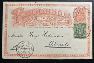 1902 Gadzema Southern Rhodesia Stationery Postcard Cover To Almelo Holland