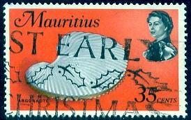 Marine Life, Argonaut Shell, Mauritius stamp SC#348 used