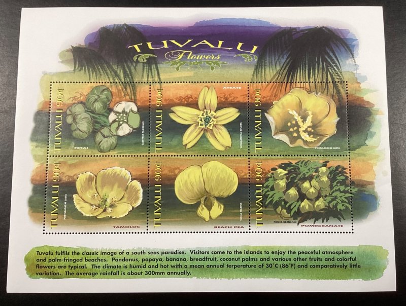 Tuvalu 1999 #810 Mint Never Hinged Tropical Flowers Sheet of 6
