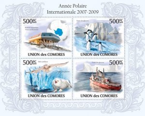 COMOROS - 2010 - International Polar Year - Perf 4v Sheet - Mint Never Hinged