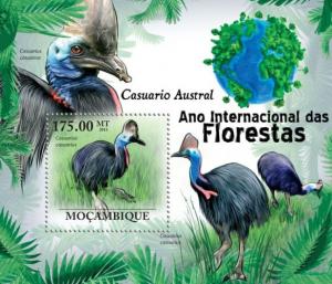 MOZAMBIQUE 2011 SHEET INTERNATIONAL YEAR OF FORESTS CASSOWARY BIRDS