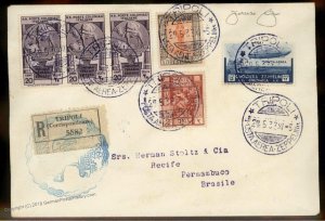 Cirenaica 1933 Graf Zeppelin Eritrea Italy 12L SAF 2 Flights Cover Experti 92168